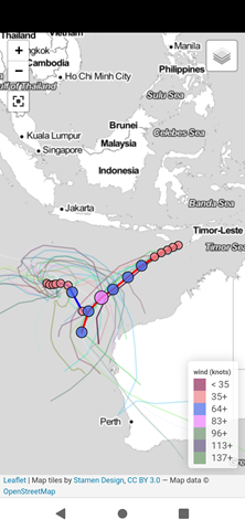 Westlich von Timor bekommt der Zyklon einen Namen: Seroja